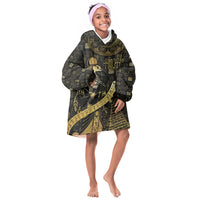 Egyptian God Thoth Kid Wearable Blanket Hoodie Ancient Mythology Ibis Wisdom Hieroglyphic