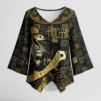 Egyptian God Thoth Kimono Sleeve Blouse Ancient Mythology Ibis Wisdom Hieroglyphic