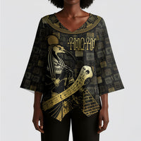Egyptian God Thoth Kimono Sleeve Blouse Ancient Mythology Ibis Wisdom Hieroglyphic