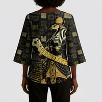 Egyptian God Thoth Kimono Sleeve Blouse Ancient Mythology Ibis Wisdom Hieroglyphic