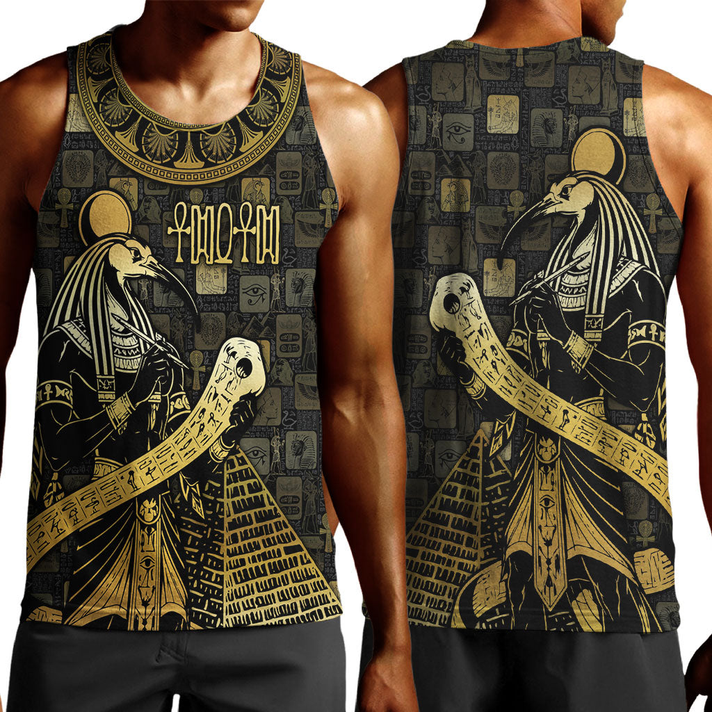 Egyptian God Thoth Men Tank Top Ancient Mythology Ibis Wisdom Hieroglyphic