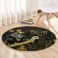 Egyptian God Thoth Round Carpet Ancient Mythology Ibis Wisdom Hieroglyphic