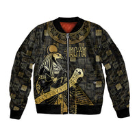 Egyptian God Thoth Sleeve Zip Bomber Jacket Ancient Mythology Ibis Wisdom Hieroglyphic