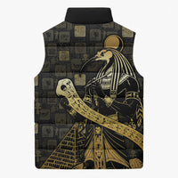 Egyptian God Thoth Sleeveless Puffer Jacket Ancient Mythology Ibis Wisdom Hieroglyphic