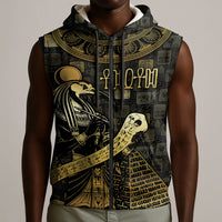Egyptian God Thoth Sleeveless Zip Hoodie Ancient Mythology Ibis Wisdom Hieroglyphic
