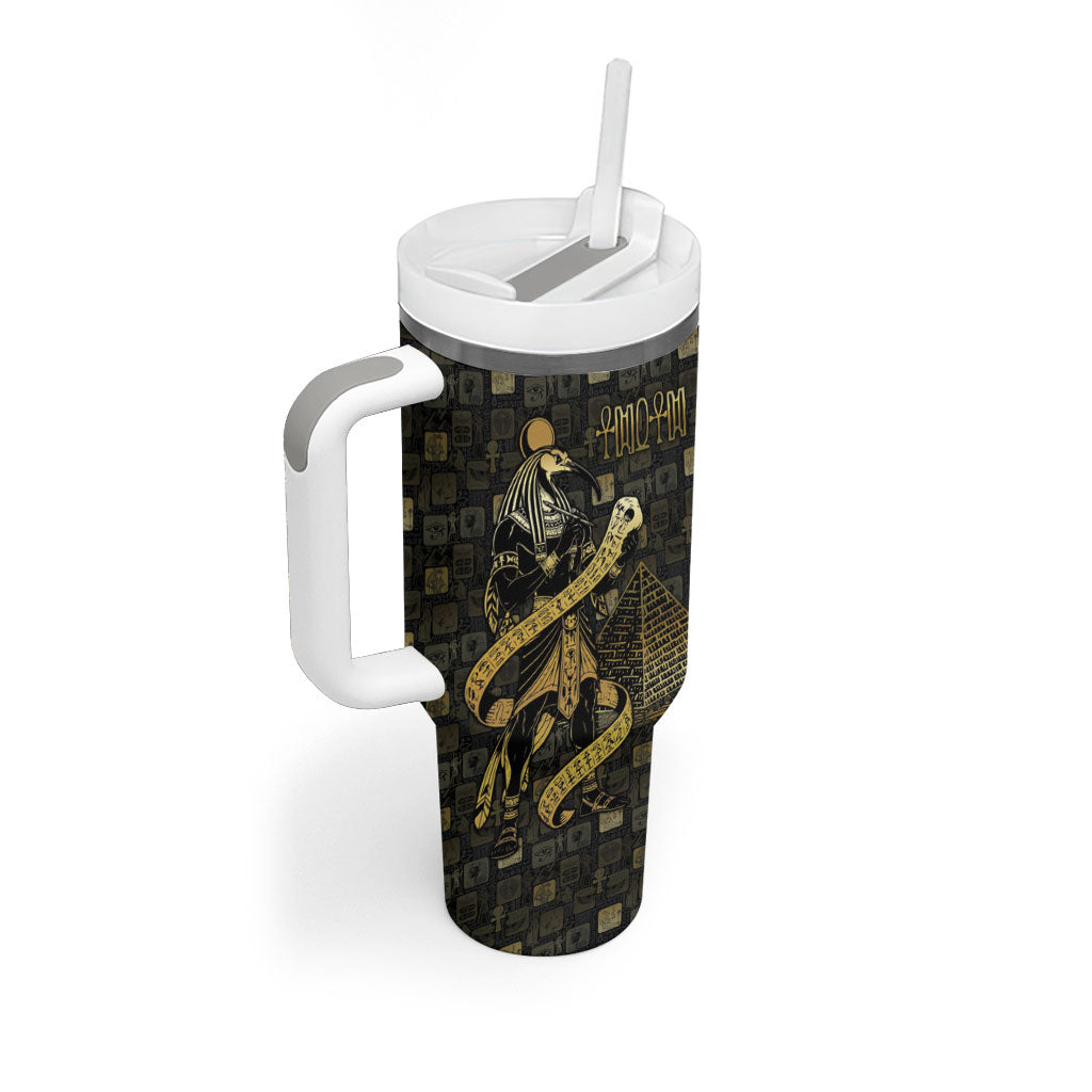 Egyptian God Thoth Tumbler With Handle Ancient Mythology Ibis Wisdom Hieroglyphic