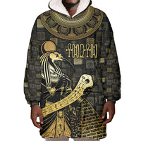 Egyptian God Thoth Wearable Blanket Hoodie Ancient Mythology Ibis Wisdom Hieroglyphic