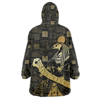 Egyptian God Thoth Wearable Blanket Hoodie Ancient Mythology Ibis Wisdom Hieroglyphic
