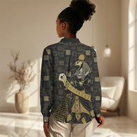 Egyptian God Thoth Women Casual Shirt Ancient Mythology Ibis Wisdom Hieroglyphic