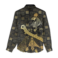 Egyptian God Thoth Women Casual Shirt Ancient Mythology Ibis Wisdom Hieroglyphic