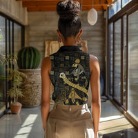 Egyptian God Thoth Women Sleeveless Polo Shirt Ancient Mythology Ibis Wisdom Hieroglyphic
