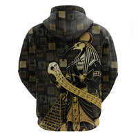 Egyptian God Thoth Zip Hoodie Ancient Mythology Ibis Wisdom Hieroglyphic