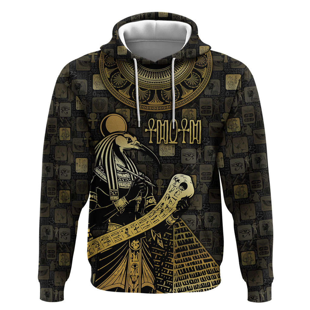 Egyptian God Thoth Zip Hoodie Ancient Mythology Ibis Wisdom Hieroglyphic