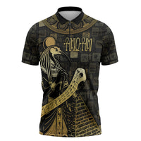 Egyptian God Thoth Zipper Polo Shirt Ancient Mythology Ibis Wisdom Hieroglyphic