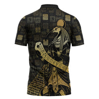 Egyptian God Thoth Zipper Polo Shirt Ancient Mythology Ibis Wisdom Hieroglyphic