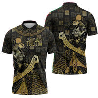 Egyptian God Thoth Zipper Polo Shirt Ancient Mythology Ibis Wisdom Hieroglyphic