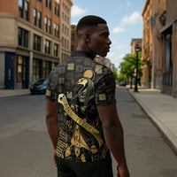 Egyptian God Thoth Zipper Polo Shirt Ancient Mythology Ibis Wisdom Hieroglyphic