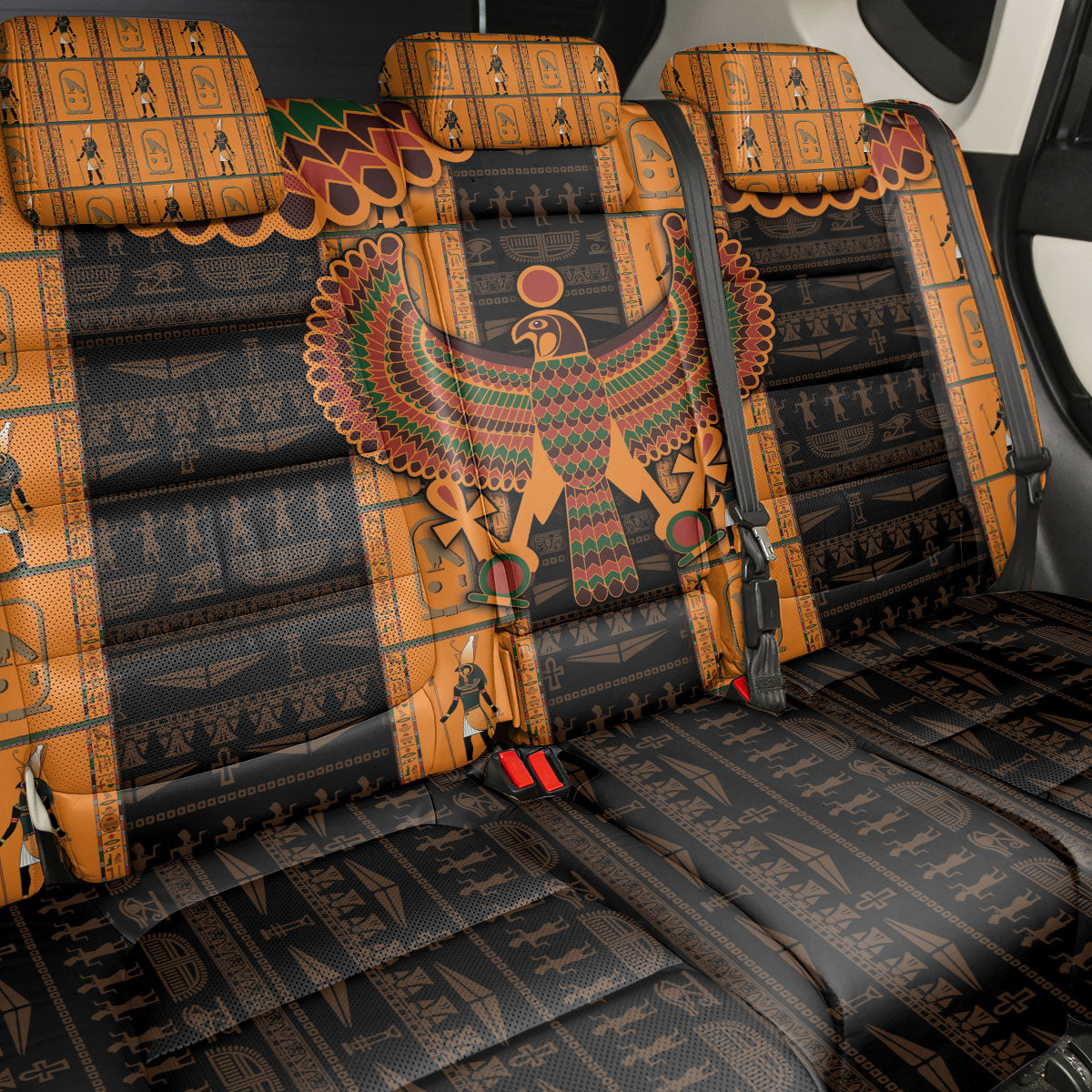 Egyptian God Horus Back Car Seat Cover Ancient Mythology Falcon Hieroglyphic Patterns