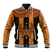 Egyptian God Horus Baseball Jacket Ancient Mythology Falcon Hieroglyphic Patterns