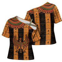 Egyptian God Horus Cross Shoulder Shirt Ancient Mythology Falcon Hieroglyphic Patterns
