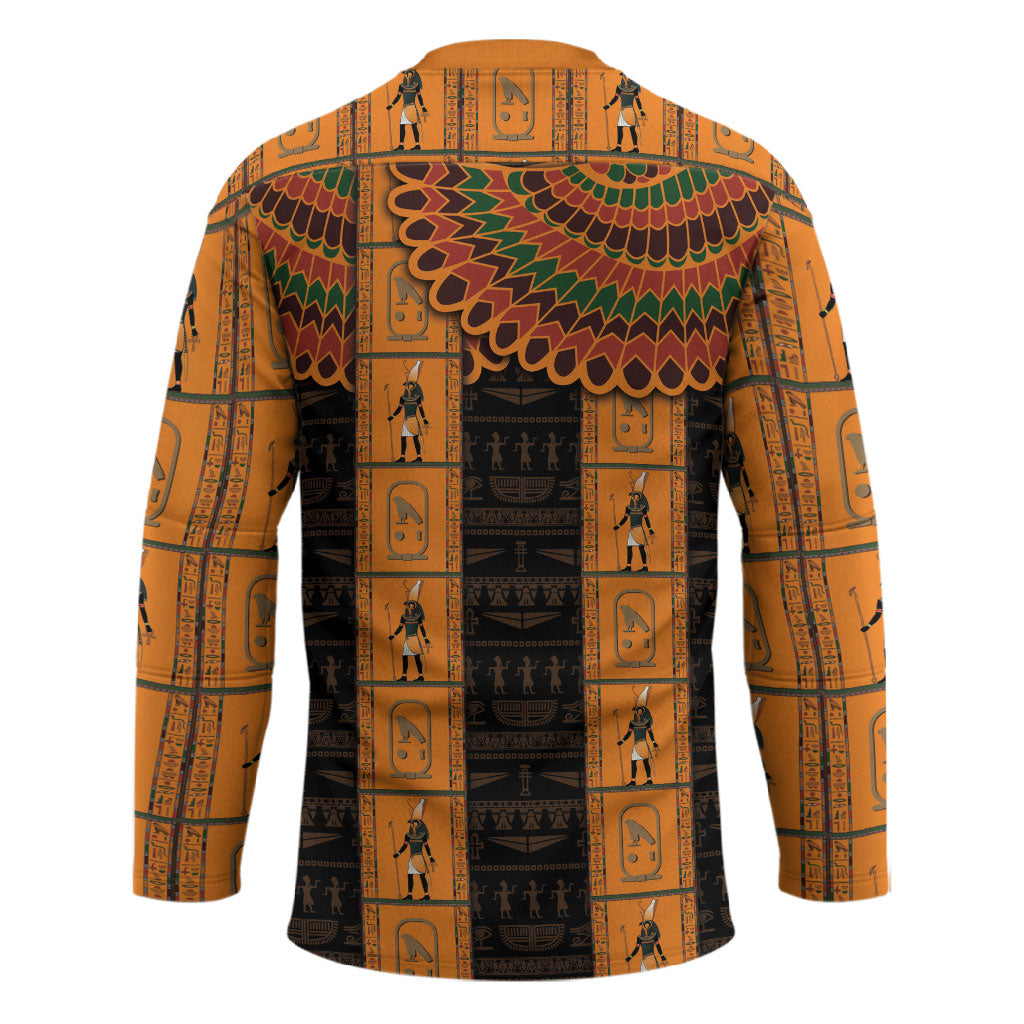Egyptian God Horus Hockey Jersey Ancient Mythology Falcon Hieroglyphic Patterns