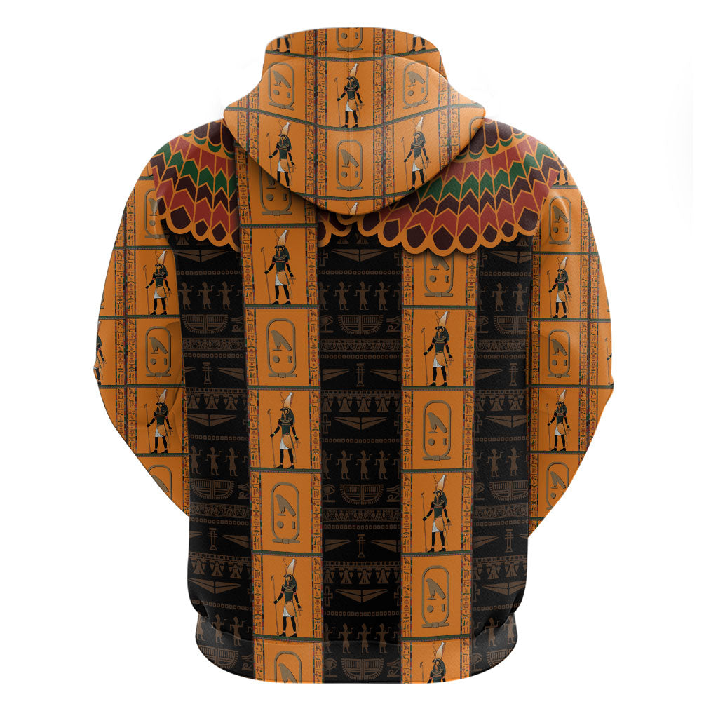 Egyptian God Horus Hoodie Ancient Mythology Falcon Hieroglyphic Patterns