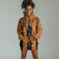 Egyptian God Horus Hoodie Dress Ancient Mythology Falcon Hieroglyphic Patterns