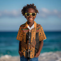 Egyptian God Horus Kid Hawaiian Shirt Ancient Mythology Falcon Hieroglyphic Patterns