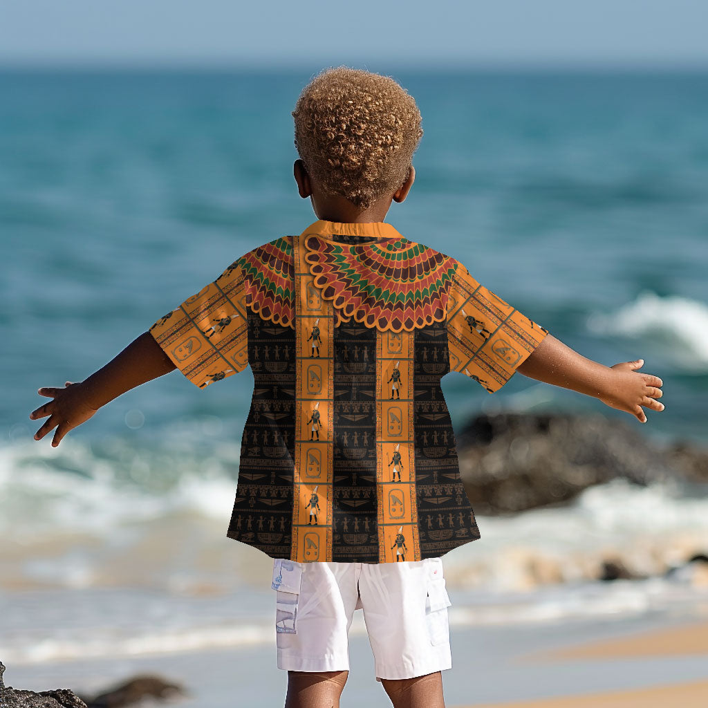 Egyptian God Horus Kid Hawaiian Shirt Ancient Mythology Falcon Hieroglyphic Patterns