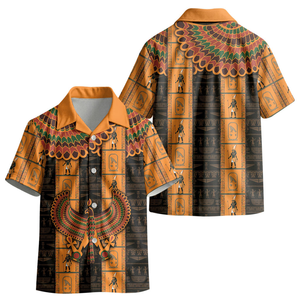 Egyptian God Horus Kid Hawaiian Shirt Ancient Mythology Falcon Hieroglyphic Patterns DT05