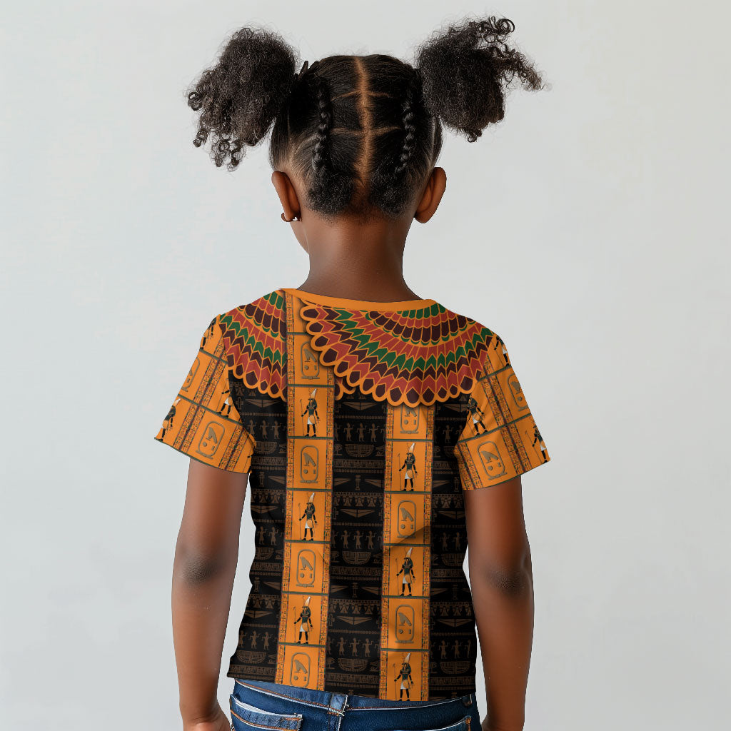 Egyptian God Horus Kid T shirt Ancient Mythology Falcon Hieroglyphic Patterns