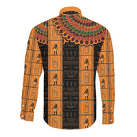Egyptian God Horus Long Sleeve Button Shirt Ancient Mythology Falcon Hieroglyphic Patterns