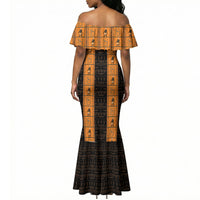 Egyptian God Horus Mermaid Dress Ancient Mythology Falcon Hieroglyphic Patterns