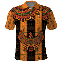 Egyptian God Horus Polo Shirt Ancient Mythology Falcon Hieroglyphic Patterns
