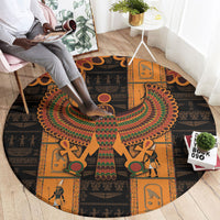 Egyptian God Horus Round Carpet Ancient Mythology Falcon Hieroglyphic Patterns