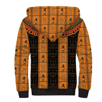 Egyptian God Horus Sherpa Hoodie Ancient Mythology Falcon Hieroglyphic Patterns