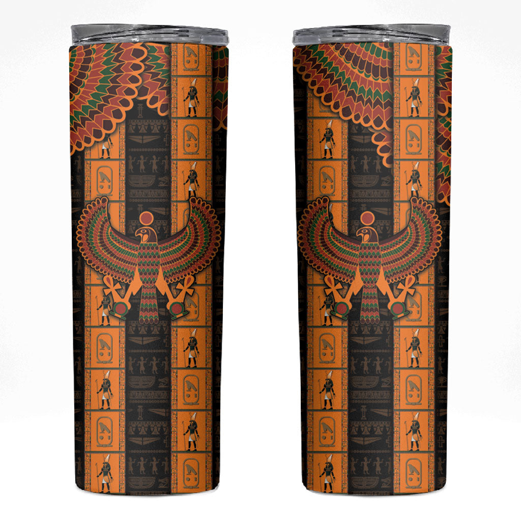 Egyptian God Horus Skinny Tumbler Ancient Mythology Falcon Hieroglyphic Patterns