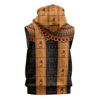 Egyptian God Horus Sleeveless Hoodie Ancient Mythology Falcon Hieroglyphic Patterns