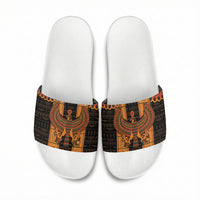 Egyptian God Horus Slide Sandals Ancient Mythology Falcon Hieroglyphic Patterns