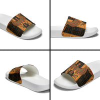 Egyptian God Horus Slide Sandals Ancient Mythology Falcon Hieroglyphic Patterns