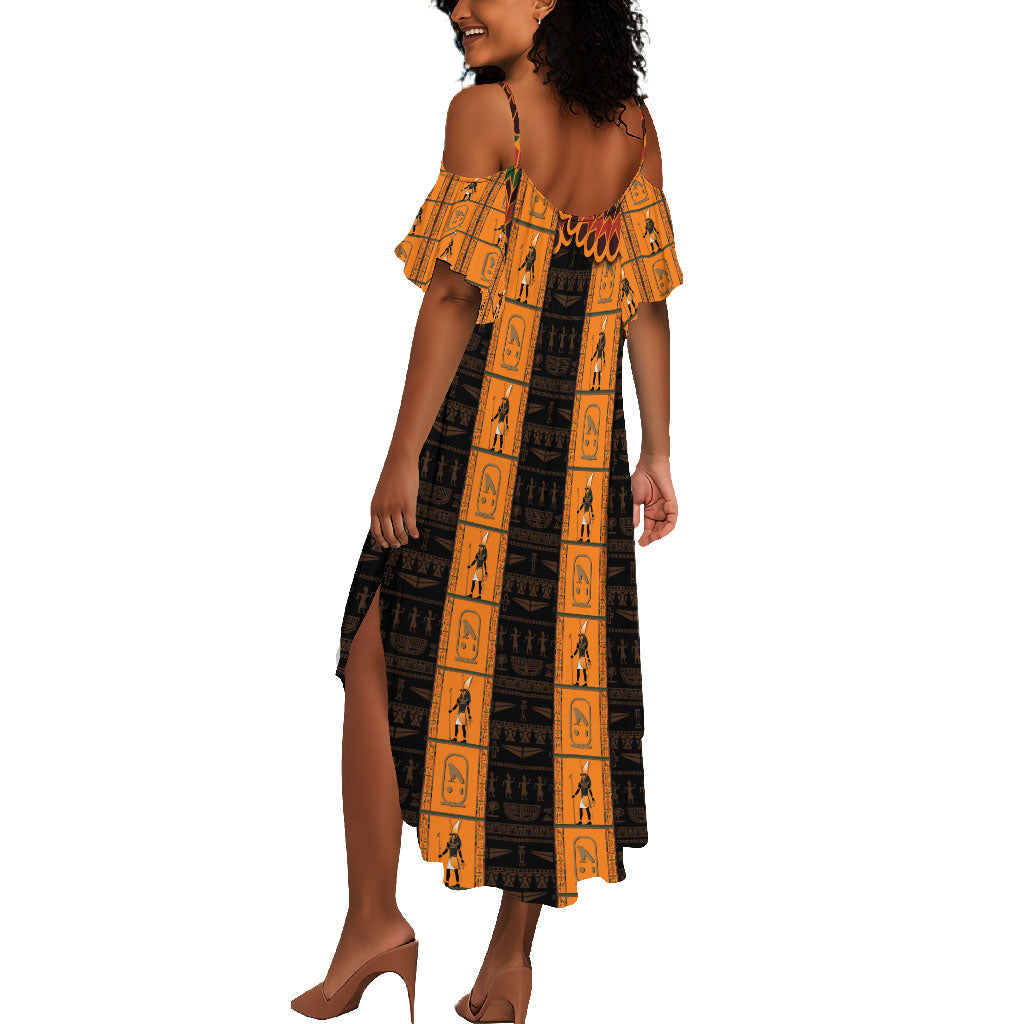 Egyptian God Horus Summer Maxi Dress Ancient Mythology Falcon Hieroglyphic Patterns