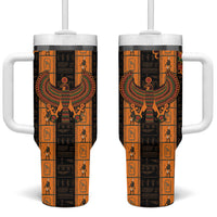 Egyptian God Horus Tumbler With Handle Ancient Mythology Falcon Hieroglyphic Patterns
