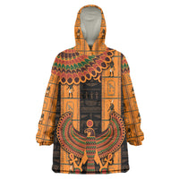 Egyptian God Horus Wearable Blanket Hoodie Ancient Mythology Falcon Hieroglyphic Patterns