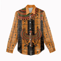 Egyptian God Horus Women Casual Shirt Ancient Mythology Falcon Hieroglyphic Patterns