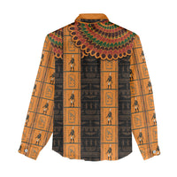 Egyptian God Horus Women Casual Shirt Ancient Mythology Falcon Hieroglyphic Patterns