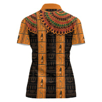 Egyptian God Horus Women Polo Shirt Ancient Mythology Falcon Hieroglyphic Patterns