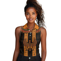 Egyptian God Horus Women Sleeveless Polo Shirt Ancient Mythology Falcon Hieroglyphic Patterns