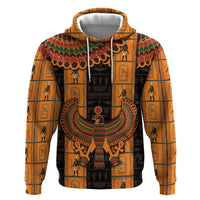 Egyptian God Horus Zip Hoodie Ancient Mythology Falcon Hieroglyphic Patterns