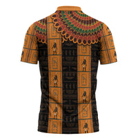 Egyptian God Horus Zipper Polo Shirt Ancient Mythology Falcon Hieroglyphic Patterns