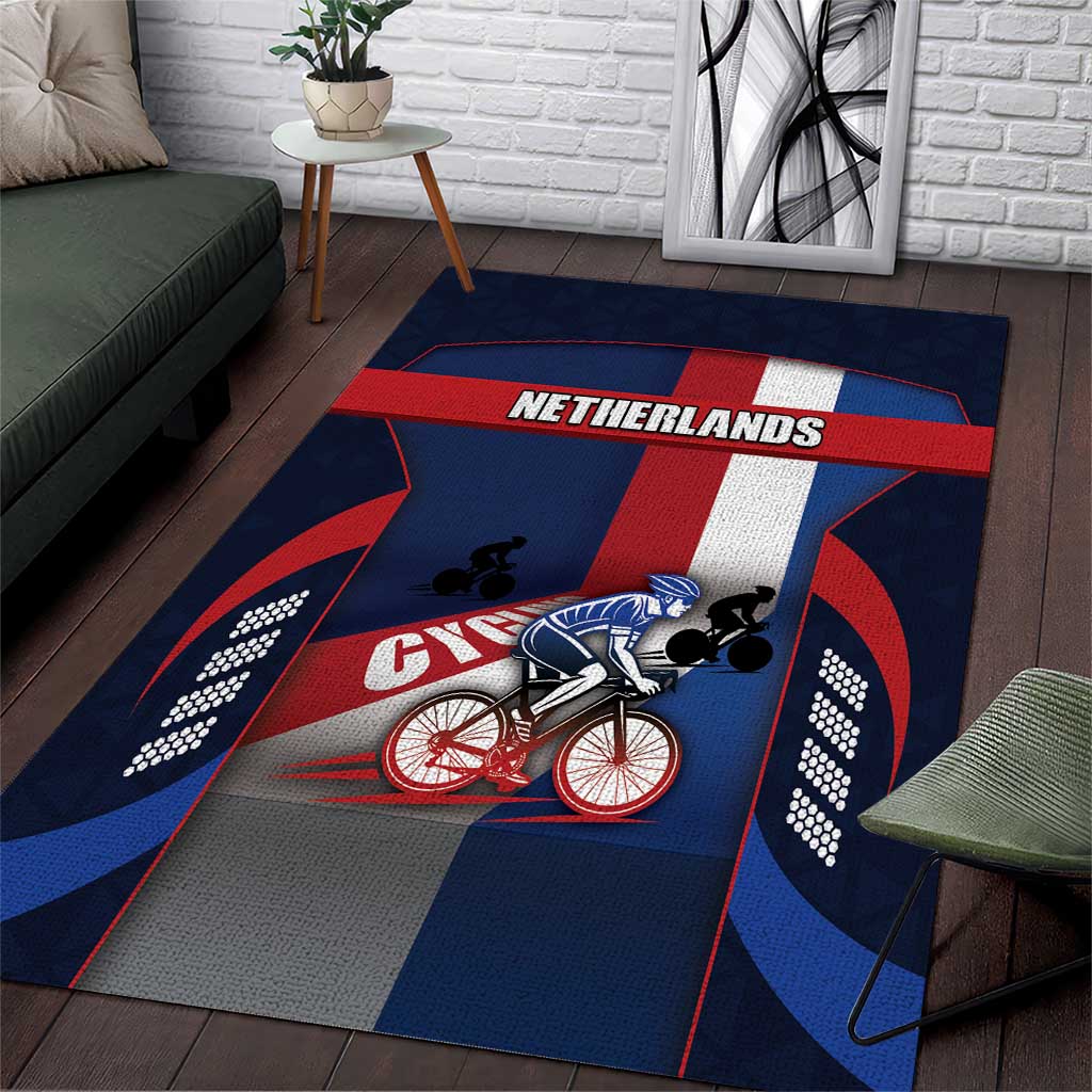Netherlands Cycling Area Rug Sporty Style Navy - Wonder Print Shop